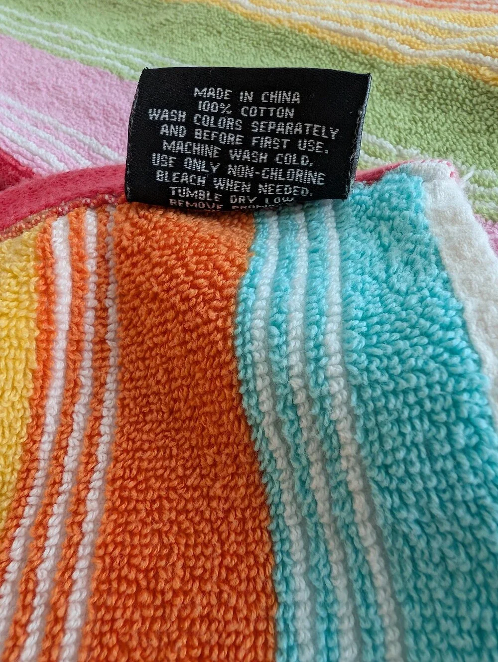 Luxe Habitat Multi-Stripe 100% Towel in Pink, Orange, Yellow, Aqua, Purple & Red